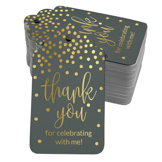 Inkdotpot Pack Of 100 ThankYou For Celebrating With Me Birthday Favor Paper Tags Craft Real Gold Foil Hang Tags