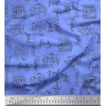 thumbnail image 1 of Soimoi Blue Rayon Fabric Merry Christmas Text Print Fabric by Yard 42 Inch Wide, 1 of 5