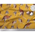 thumbnail image 3 of Soimoi Gold Satin Silk Fabric Kangaroo & Giraffe Animal Decor Fabric Printed Yard 42 Inch Wide, 3 of 3