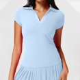 thumbnail image 4 of Wensltd Women Casual Tops Short Sleeve Soft Lightweight Comfortable Tops Solid Color Lapel Shirts, 4 of 5