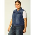 thumbnail image 4 of GRACE & GRANDEUR Women's Plus Jeans Jacket Vest Fall Button Down Denim Jacket Blue 1X, 4 of 6