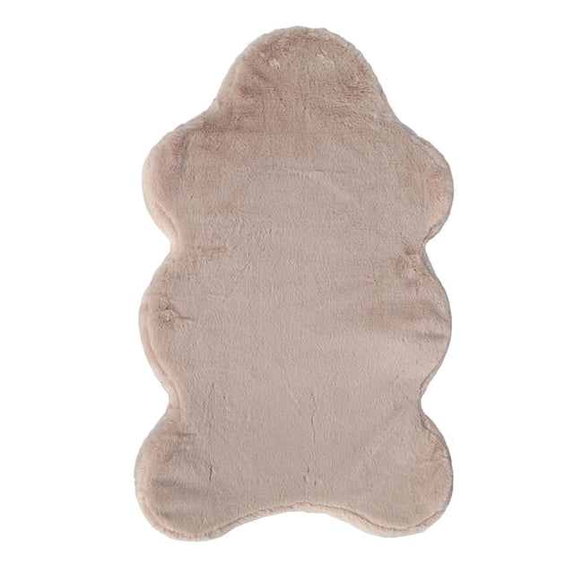 Instachew SORA Hide Shape Dog Bed Blush Small, a blush-coloured dog bed shaped like a hide with soft 500g European faux fur polyester fabric and waterproof lining, measuring 25 by 40 inches, ideal for small dogs to lounge comfortably indoors.