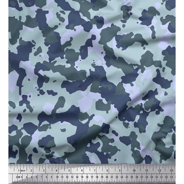 Soimoi Modal Satin Fabric Two Tone Camouflage Print Fabric by Yard 42 Inch Wide