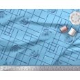 thumbnail image 2 of Soimoi Blue polyester Crepe Fabric Leaves & Geometric Print Fabric by the Yard 52 Inch Wide, 2 of 5