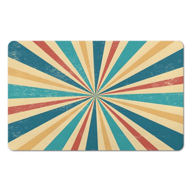 Half Circle Boho Bathroom Rug - Non-Slip and Cute, Ideal for Bohemian Bedroom, Home Decor, Small Carpet, Shower Rug, Washable, Retro Sun Design, 20x32 inch