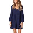 thumbnail image 1 of Robe Tunique d'Été pour Femme à Col en V, Décontractée, Ample et Fluide, Coupe Évasée, 1 of 6