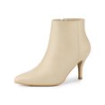 thumbnail image 1 of BLISSFUL STEP Women's Pointed Toe Zipper Stiletto Heels Ankle Boots Beige 9, 1 of 8