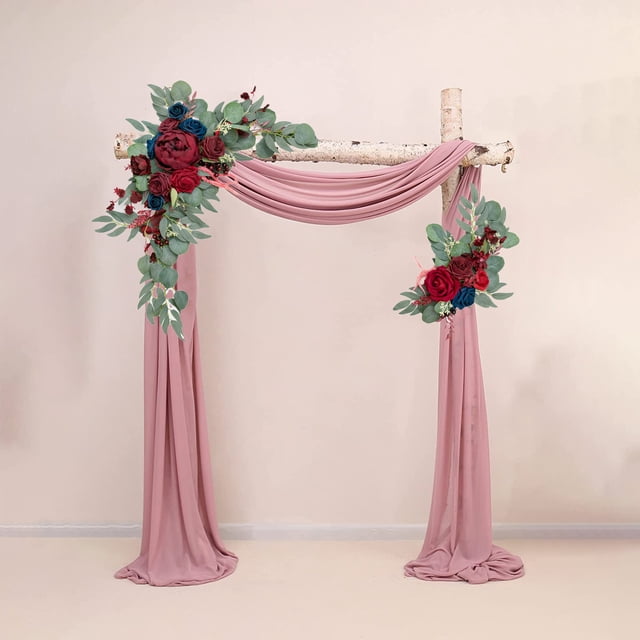 mtvxesu Simulation Silk Flower Arch Decor with Clips for Wedding Party Decoration, 2 Pcs, 20X10 Inches and 13X7.8 Inches