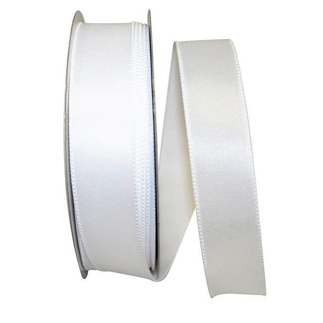 Reliant Ribbon 92575W-030-09K Satin Value Wired Edge Ribbon - White - 1.5 in. x 50 yards