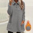 thumbnail image 2 of bbymog Mode Blouse Décontractée à Manches Longues à Col Rabattu pour Femmes Chandail Ample pour Dames Hauts Blouse Gris m, 2 of 6