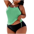 thumbnail image 1 of FAVIPT Tummy Control Ruched Tankini Women 2 Piece Drawstring Bathing Suit Tropical Summer Beach Comfy Swimwear Mint Green,XL, 1 of 5