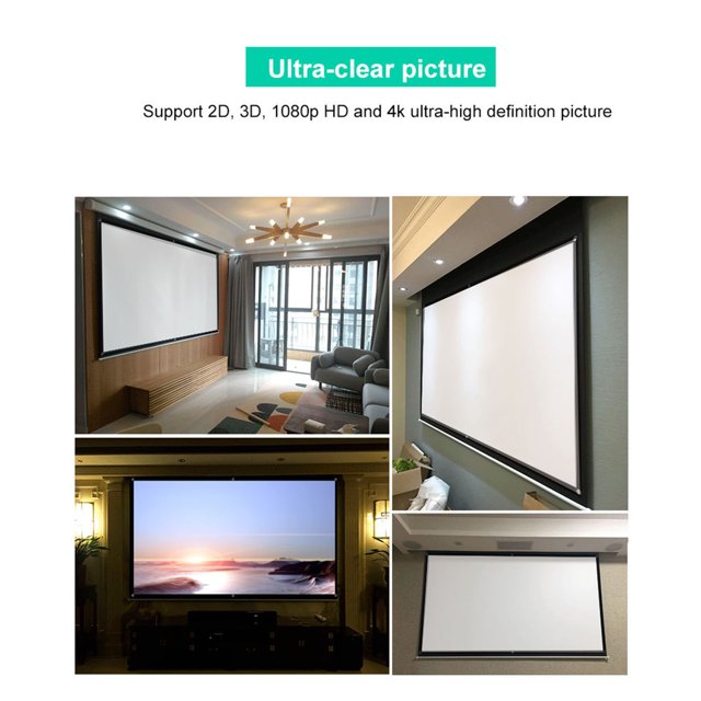 60/80/100 Inch HD Projector Screen Portable Foldable 16:9 Movie Screen Curtain Support 2D, 3D, 1080p HD And 4k For Home Theater, School, Conference, Public Display, Etc