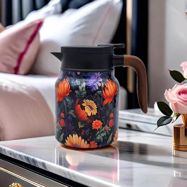 EGNMCR Coffee Pot And Tea Separation Thermal Insulation Pot Indoor Home Office Thermal Insulation Pot Pattern Exquisite Braised Teapot 800ml A teapot