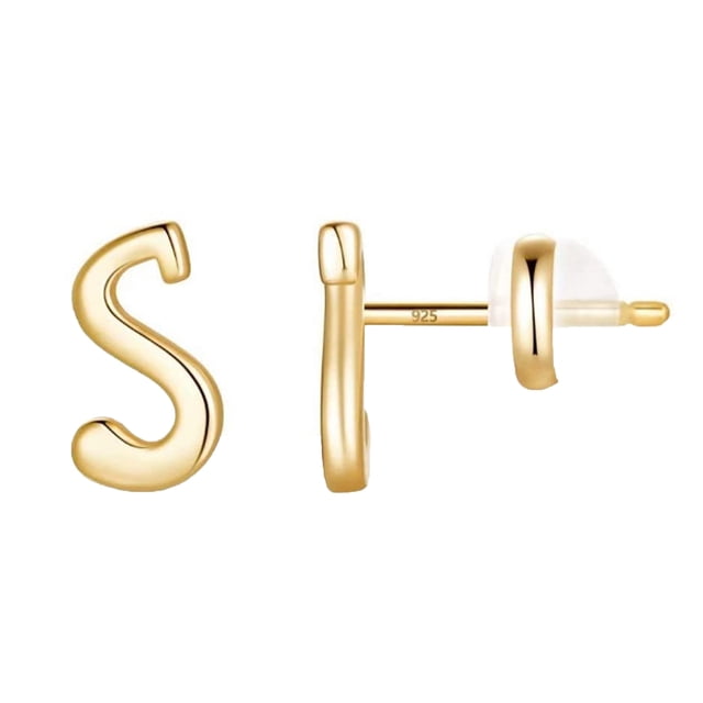 XZNGL Gold 26 Alphabet Stud Earrings With Gold Plated Finish Womens Earrings