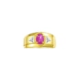 thumbnail image 1 of RYLOS Men's Rings 14K Yellow Gold Classic 7X5MM Oval Gemstone & Diamond Ring Star Ruby July Birthstone Rings For Men, Gold Rings Size 13, 1 of 7