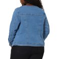 thumbnail image 3 of GRACE & GRANDEUR Veste en Denim Sans Col à Manches Longues pour Femmes Grande Taille, 3 of 7
