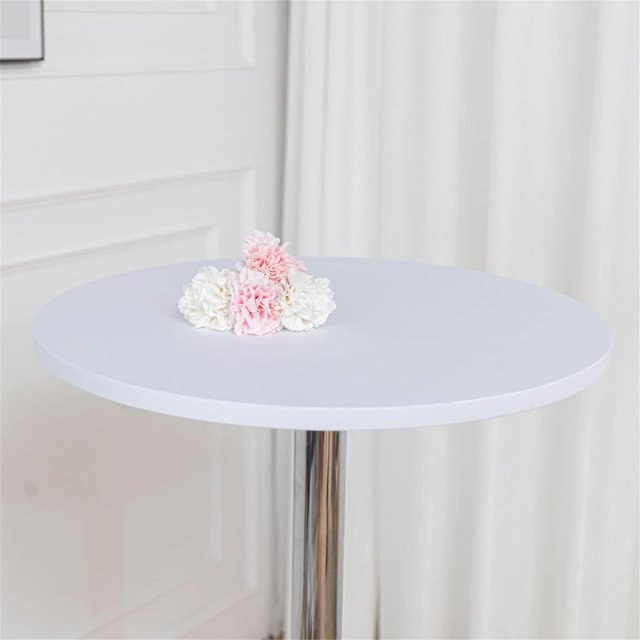 ORUYROP 2-Pack Cocktail Round Table Topper Cap Spandex Fitted Stretch Cocktail Tablecloth Tight Stretchable Elastic for Weddings Banquets Events Parties Restaurants(Size:60cm,Color:White,)