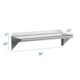 thumbnail image 2 of EDTara 36"x12" Stainless Steel Wall Shelf with Adjustable Backsplash & Brackets, 2 of 6