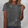 thumbnail image 2 of Amzcrzy Hauts pour Femmes T-Shirts Décontractés à Manches Courtes Hauts d'Été Mode Col Rond Hauts à Sequins pour Femmes Confort Polyvalent Hauts de Sortie Blouses, 2 of 4