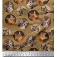 thumbnail image 1 of Soimoi Cotton Poplin Fabric Cat Face Animal Decor Fabric Printed Yard 56 Inch Wide, 1 of 3
