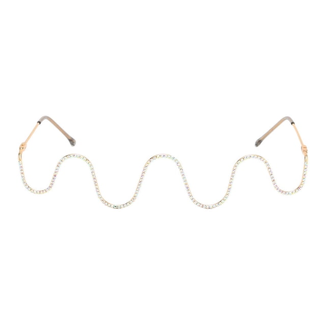 Fashion Half Glasses Frame No Lens Half Jeweled Frame Decorative Diamonds Gold