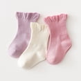 thumbnail image 3 of Chaussettes pour Bébés Filles, Lot de 3, Bord Ondulé à Volants, Revers, Chaussettes à la Cheville, Tout-Petits, Nourrissons, 3 of 5