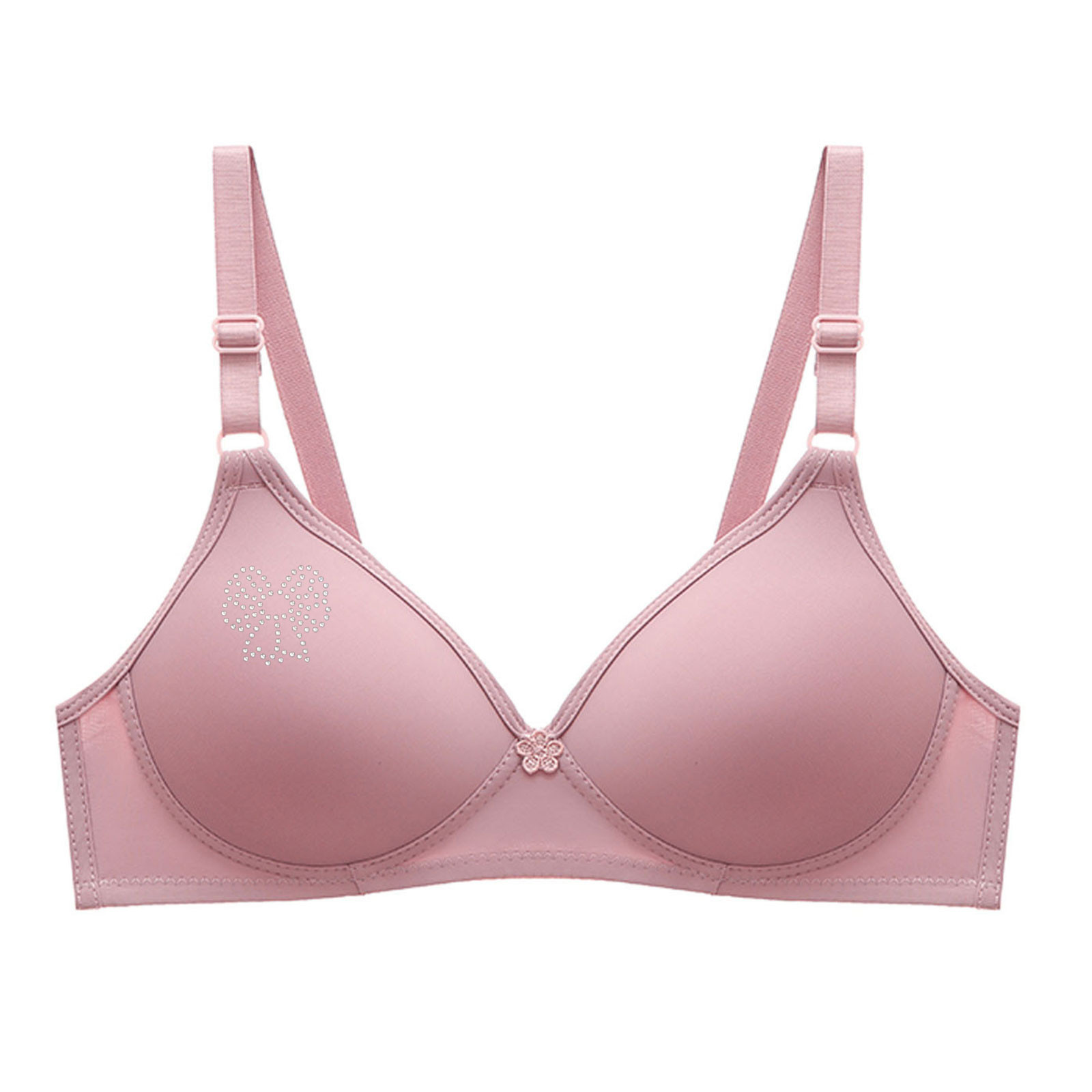 Kyusrd Full Coverage Bras For Women Adjustable Straps Wireless Push Up Small Cupt-Shirt Bralette Underwear Pattern Soild Color Soft Comfortable Underwear