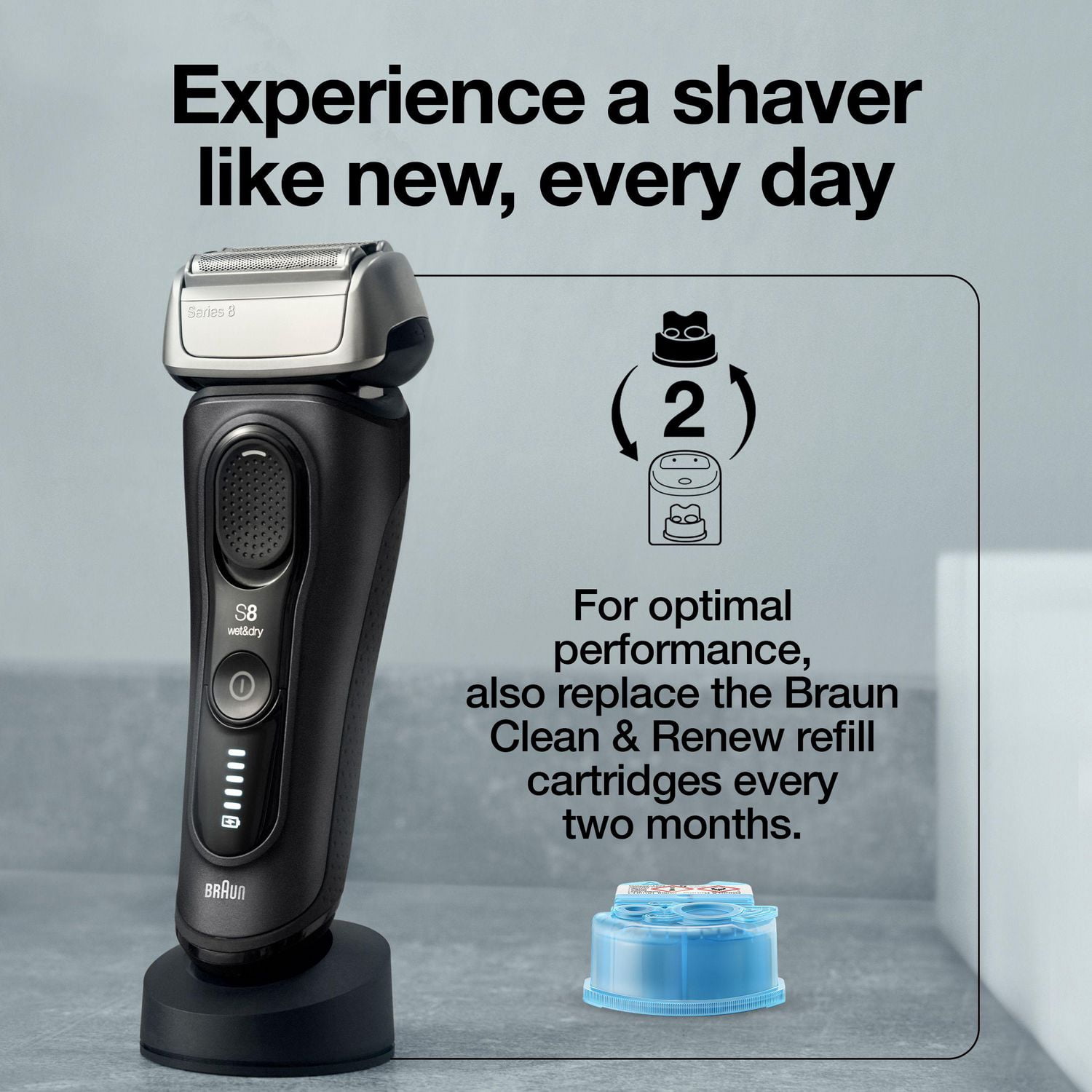 Braun Série 8 Cassette de Rechange pour Tête de Rasoir Électrique – Argent