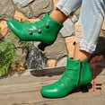 thumbnail image 3 of Dakaela Bottes à la Cheville pour Femmes Talons Blocs Bas Boutons Bottines Vintage d'Automne Bout Rond Escarpins de Robe Travail pour Dames Chaussures Vert 8, 3 of 8
