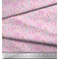 thumbnail image 3 of Soimoi Pink Poly Georgette Fabric Cupcake Party Printed Fabric 1 Yard 52 Inch Wide, 3 of 5