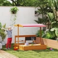 thumbnail image 2 of Outsunny Bac à Sable pour Enfants avec Couvercle, Bac à Sable en Bois pour l'Extérieur, Rouge, 2 of 9
