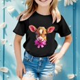 thumbnail image 2 of MIASHUI T-Shirt Amusant pour Enfants avec Lapin, Filles Garçons, Manches Courtes, Col Rond, Pâques, Noir, 3-4 Ans, 2 of 4