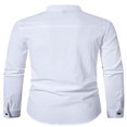 thumbnail image 4 of Chemise Henley Boutonnée Classique pour Hommes avec Tissu en Lin de Coton Rétro, 4 of 5