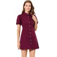 thumbnail image 1 of INSPIRE CHIC Robe en Denim pour Femme à Manches Courtes Bouffantes, Robe Chemise à Boutons, 1 of 6