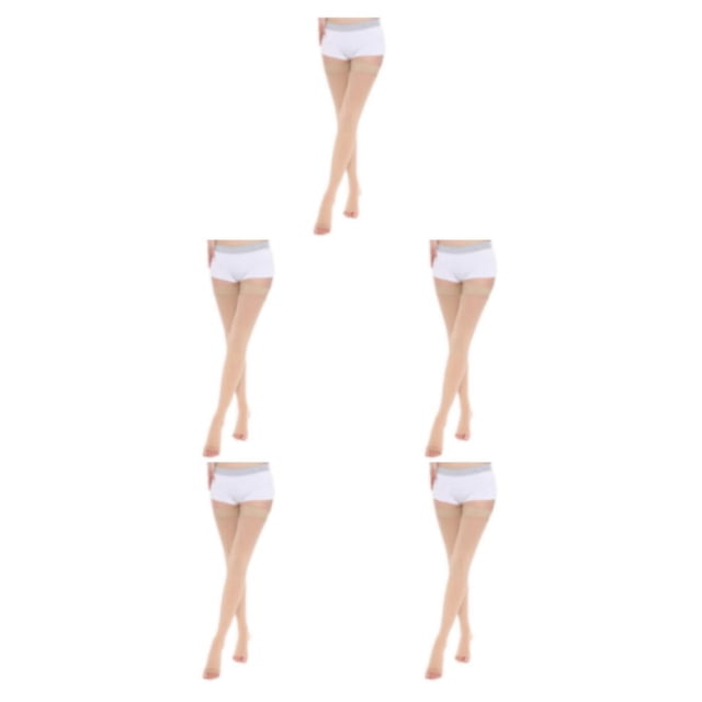 Baohd Soft And Stretchy Compression Stockings Fashionable And Comfortable Open Toe-Skin Color XL 5Set