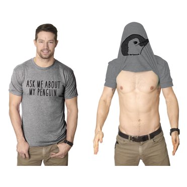 Ask Me About My Penguin Flip Up T Shirt Funny Penguins Tee Costume Shirt (Heather Grey) - S