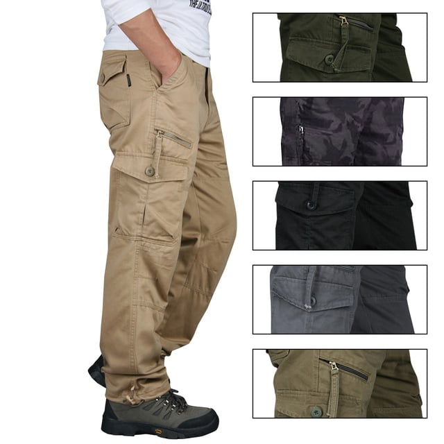 Styesk Pantalon pour Hommes Pantalon pour Hommes en Coton à Multiples Poches Taille Élastique Salopette Résistante à l'Usure Pantalon Pleine Longueur