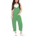 thumbnail image 1 of Girls Jumpsuit Solid Jumpsuits Rompers for Girls Sleeveless Rompers with Pockets Clothes for Girls 13-14 Y, 1 of 6