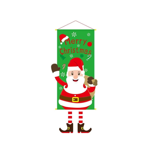 Elodie Christmas Banners Porch Sign Hanging Door Porch Sign for Festivals Wall Room Santa