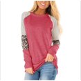 thumbnail image 1 of Womens Color Block Long Sleeve Leopard Print Tops Round Neck Striped Loose Casual Shirts Tunic Tops, 1 of 2