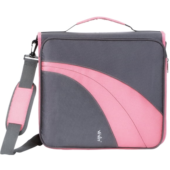 ViVin Zipper Binder 2 Inch O-Ring 450 Sheet Capacity, Multiple Tap and Zip Pockets, Office Supplies, Pink