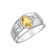 thumbnail image 3 of RYLOS Men's Rings Sterling Silver Classic 7X5MM Oval Gemstone & Diamond Ring Citrine November Birthstone Rings For Men, Men's Rings, Silver Rings, Size 11, 3 of 7