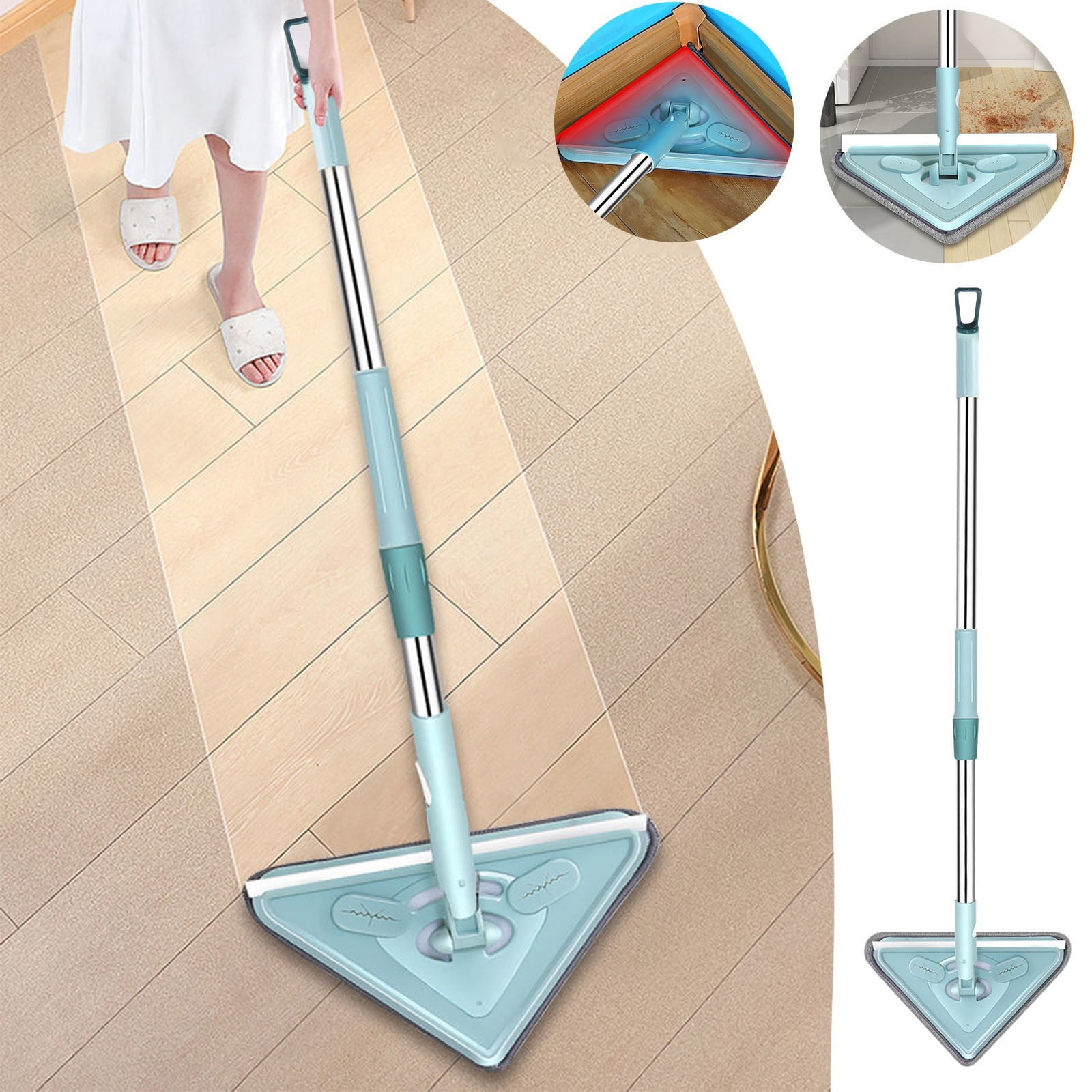Danhjin Mop Large Glass Telescopic Rod Window Cleaner Multi-functional Household Glass Ware Double-sided Scraping Window Brush Mop and Bucket Set
