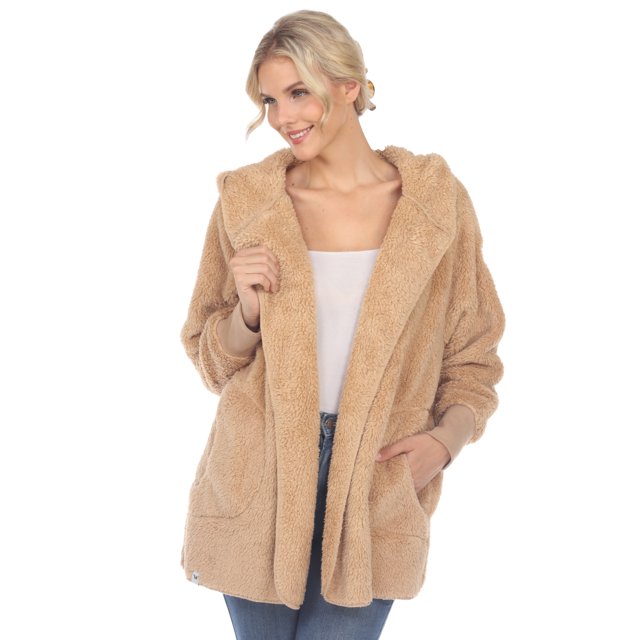 White Mark Cardigan à Capuchon en Peluche pour Femmes avec Poches