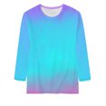 thumbnail image 3 of IROINID Offres Polyester Long Sleeve T-Shirt pour Women Confortable Été Col Rond Chemisiers de Sortie Tops,Blue, 3 of 3