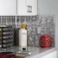 thumbnail image 2 of Fasade Traditional Style/Pattern 1 Vinyl Backsplash Panel Sample Crosshatch Silver 6x6 Inch, 2 of 5