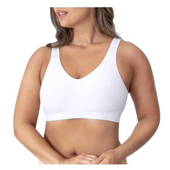 Virmaxy Womens Wireless Bra Comfortable Seamless Body Shaping Wireless Large Size Bra Shockproof Seamless Underwear White XXXL