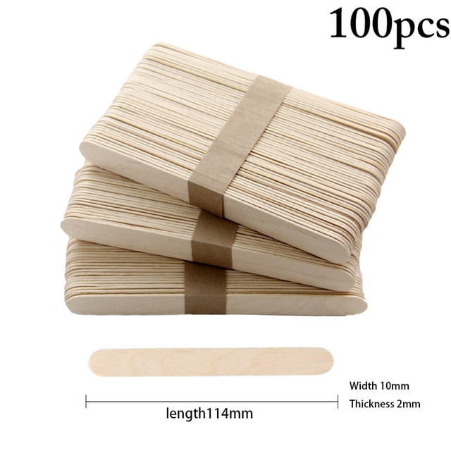 Coofit 100PCS Kids Ice Cream Stick DIY Safe Creative Wooden Popsicle Stick Ice Pop Stick