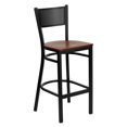 thumbnail image 1 of HERCULES Series Black Grid Back Metal Restaurant Barstool - Cherry Wood Seat, 1 of 6