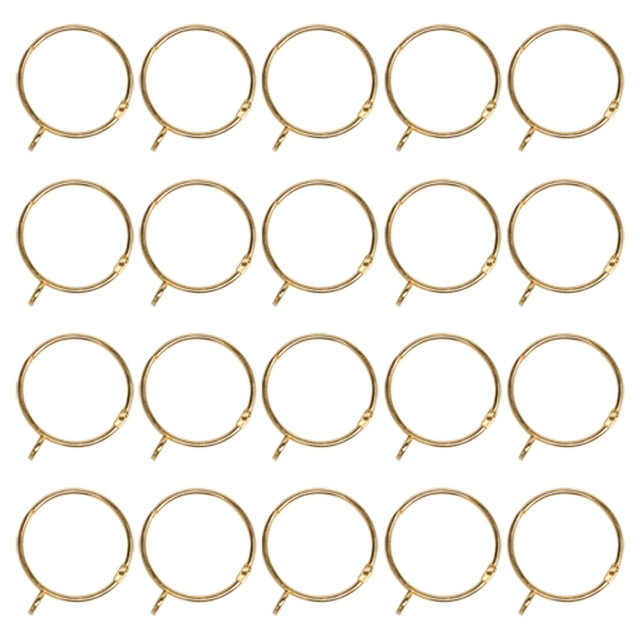 Unique Bargains Anneaux pour Tringles à Rideaux, Anneau de Rideau en Métal de 2 Pieds avec Œillets, Lot de 20, Ton Or
